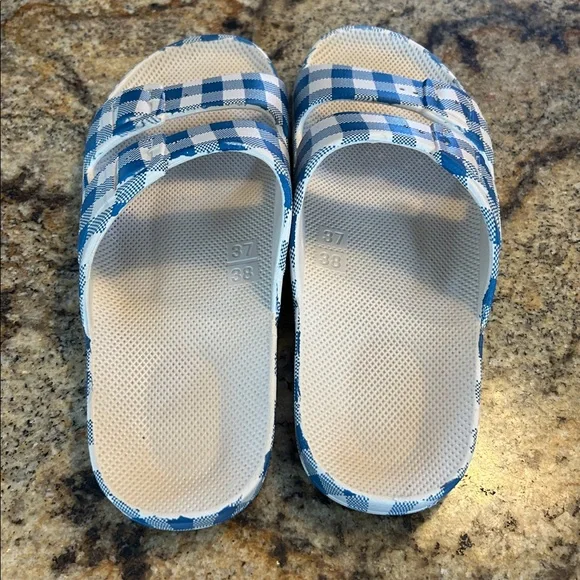 Freedom Moses Blue and White Checkered Sandals - Picture 2 of 4